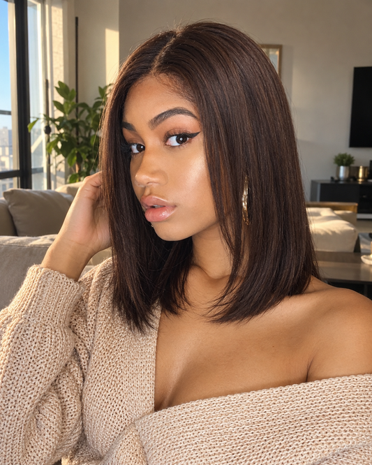 Aurora Front Lace Glueless Bob Brown 100% Human Hair Wig