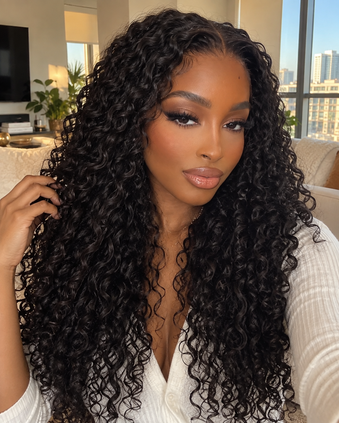 Aurora Front Lace Glueless Tight Curly Natural Black 100% Human Hair Wig