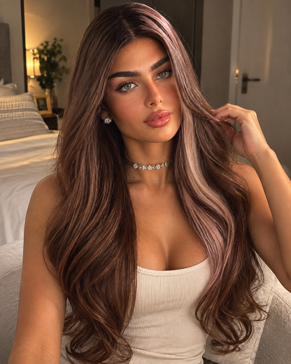 Aurora HD Lace Glueless Layered Wavy Brown 100% Human Hair Wig