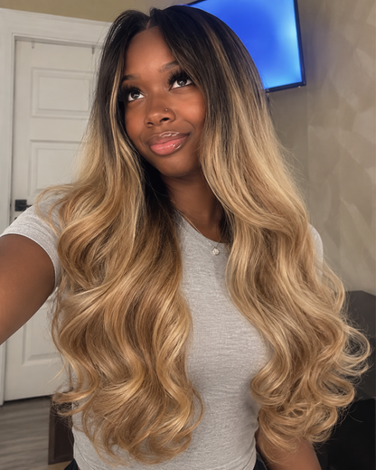 Aurora Front Lace Glueless Brown Highlight 100% Human Hair Wig