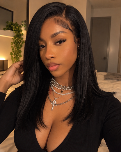Aurora HD Lace Glueless Side Parted Natural Black 100% Human Hair Wig