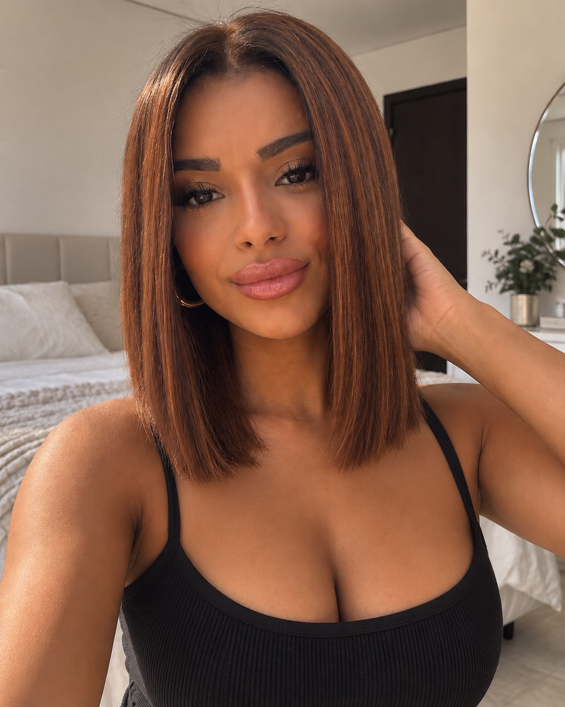 Aurora Front Lace Glueless Copper Brown Bob 100% Human Hair Wig