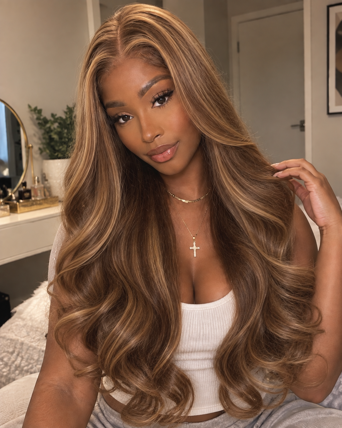 Aurora HD Lace Glueless Golden Brown Highlight 100% Human Hair Wig