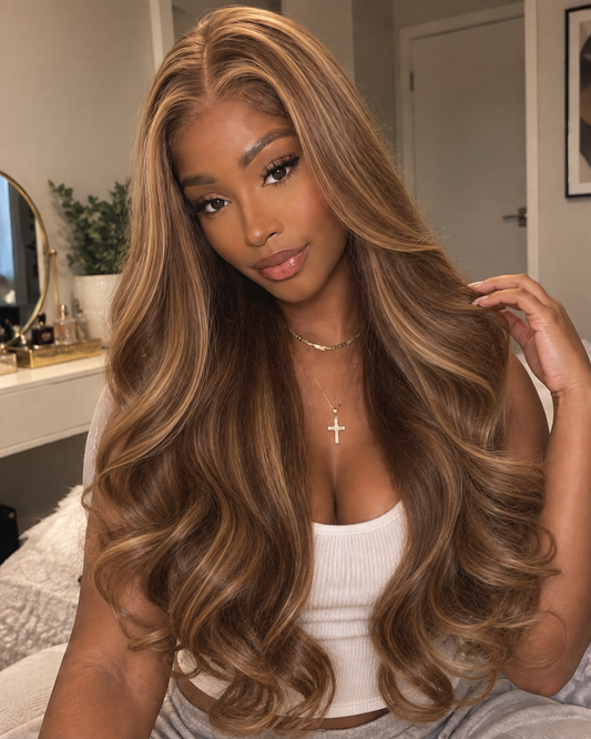 Aurora HD Lace Glueless Golden Brown Highlight 100% Human Hair Wig