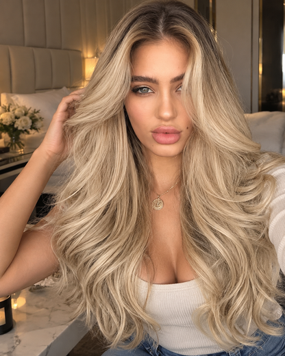 Aurora Front Lace High Volume Loose Waves Blonde 100% Human Hair Wig