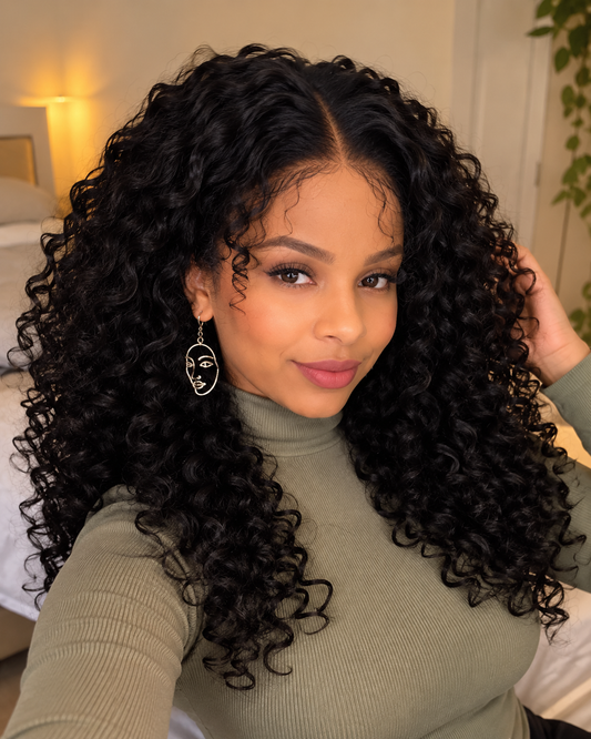 Aurora HD Lace Glueless Long Voluminous Curly Natural Black 100% Human Hair Wig