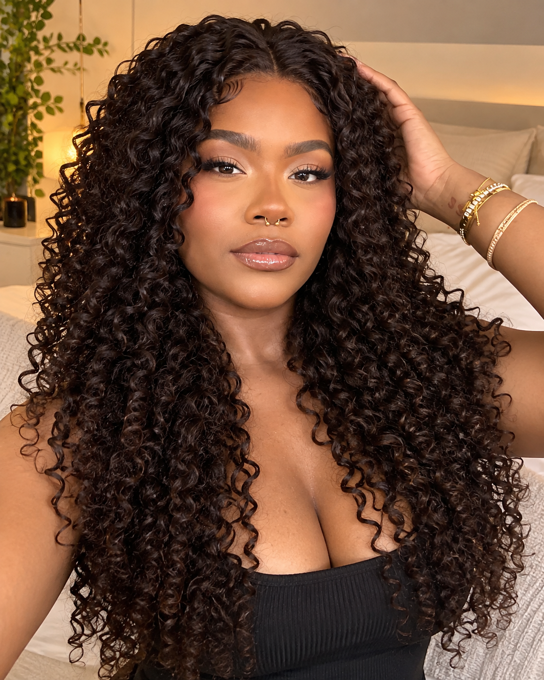 Aurora Front Lace Glueless Espresso Brown Kinky Curly 100% Human Hair Wig