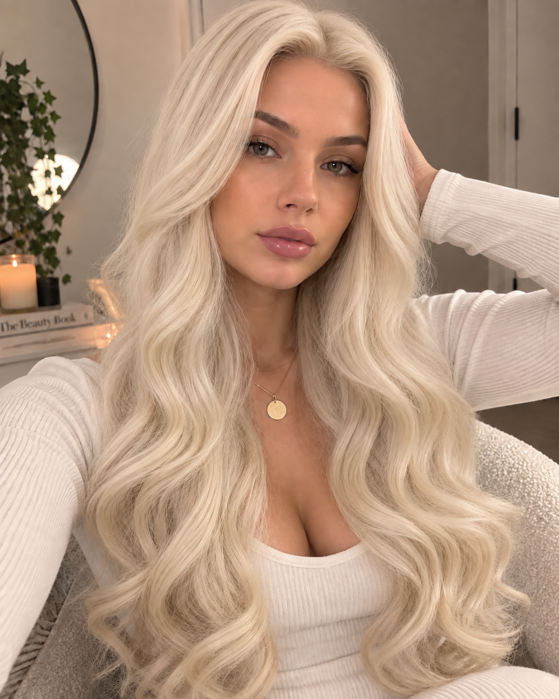 Aurora Front Lace Loose Wave Light Beige Blonde 100% Human Hair Wig