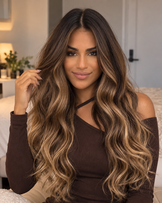 Aurora Front Lace Glueless Loose Waves Highlight 100% Human Hair Wig