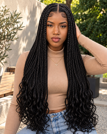 Aurora HD Lace Glueless Braided Natural Black 100% Human Hair Wig