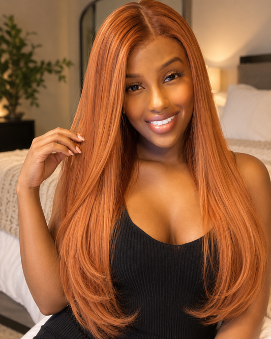 Aurora Front Lace Glueless Straight Ginger 100% Human Hair Wig