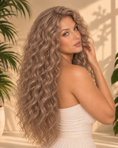 Aurora 13x6 HD Lace Curly Ash Brown Blonde 100% Human Hair Wig