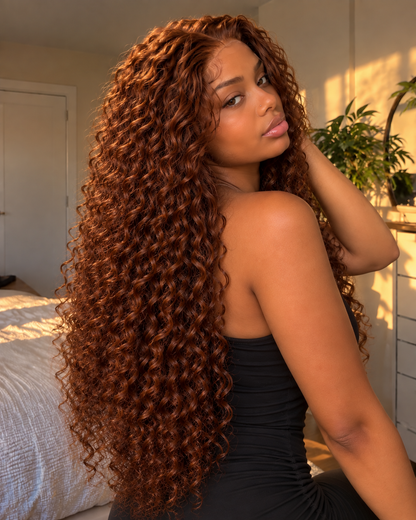 Aurora Front Lace Glueless Tight Curly Brown 100% Human Hair Wig