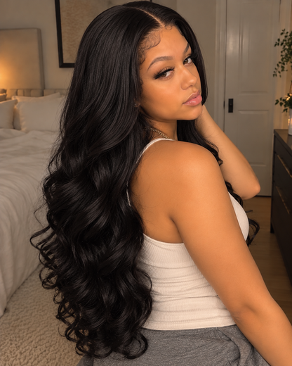 Aurora HD Lace Natural Black Body Wave 100% Human Hair Wig