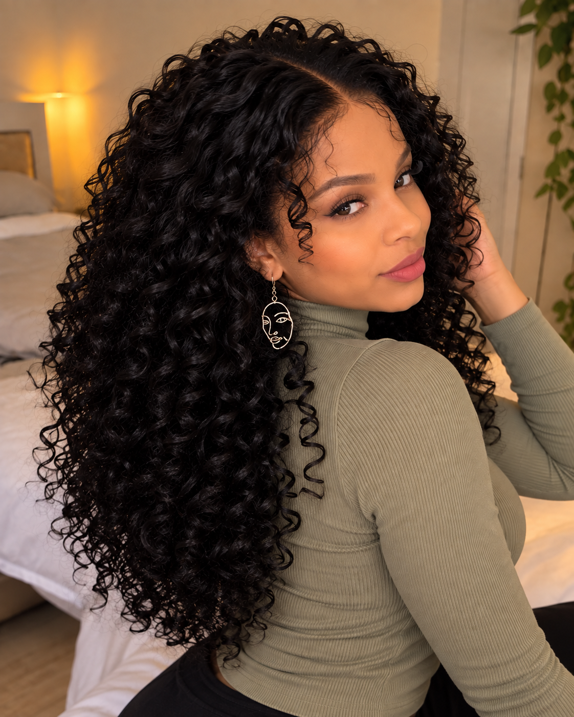 Aurora HD Lace Glueless Long Voluminous Curly Natural Black 100% Human Hair Wig