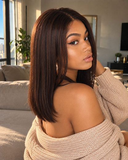 Aurora Front Lace Glueless Bob Brown 100% Human Hair Wig