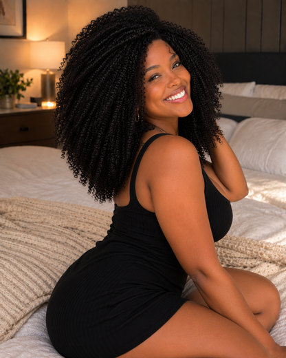 Aurora HD Lace Glueless Voluminous Kinky Curly Natural Black 100% Human Hair Wig