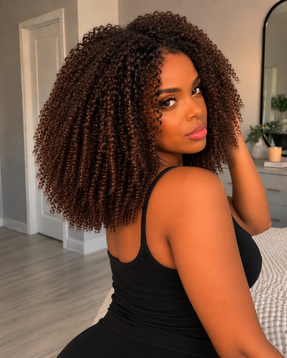 Aurora HD Lace Glueless Kinky Curly Brown 100% Human Hair Wig