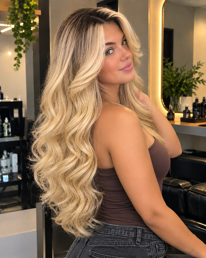 Aurora HD Lace Fringe Curly Blonde 100% Human Hair Wig