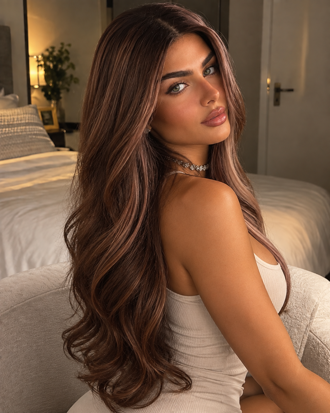 Aurora HD Lace Glueless Layered Wavy Brown 100% Human Hair Wig