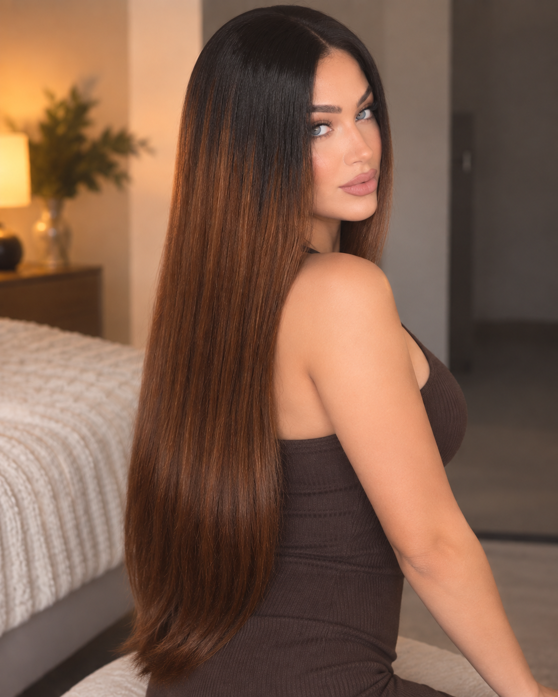 Aurora HD Lace Glueless Straight Dark Chocolate Brown 100% Human Hair Wig
