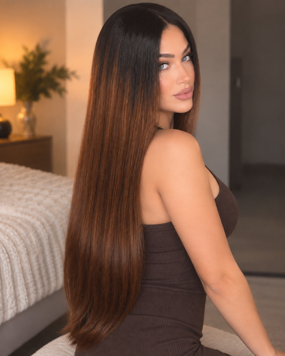 Aurora HD Lace Glueless Straight Dark Chocolate Brown 100% Human Hair Wig