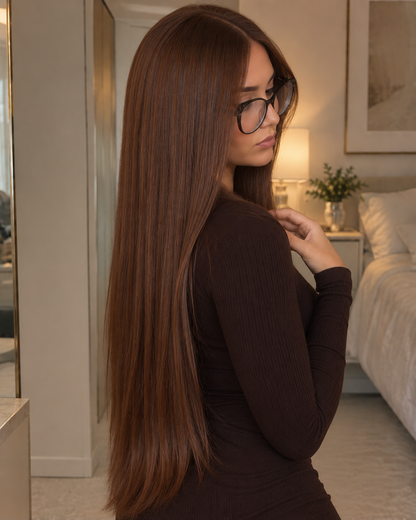 Aurora Front Lace Glueless Straigh Brown 100% Human Hair Wig