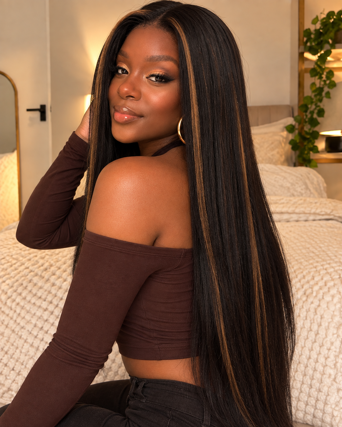 Aurora Front Lace Glueless Middle Part Silky Straight 100% Human Hair Wig