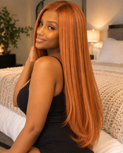 Aurora Front Lace Glueless Straight Ginger 100% Human Hair Wig