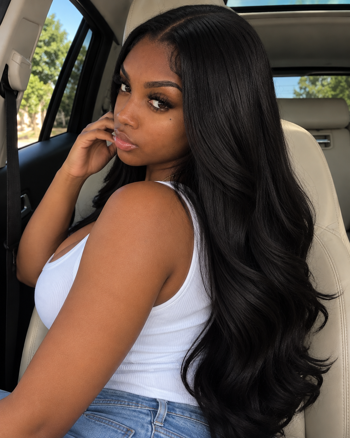 Aurora HD Lace Glueless Long Natural Black Body Wave 100% Human Hair Wig