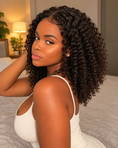 Aurora HD Lace Glueless Tightly Curly Natural Black 100% Human Hair Wig
