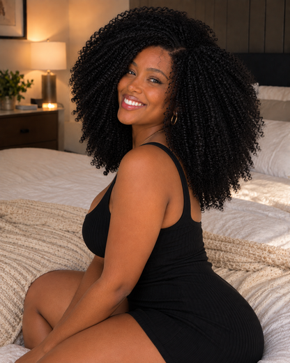 Aurora HD Lace Glueless Voluminous Kinky Curly Natural Black 100% Human Hair Wig