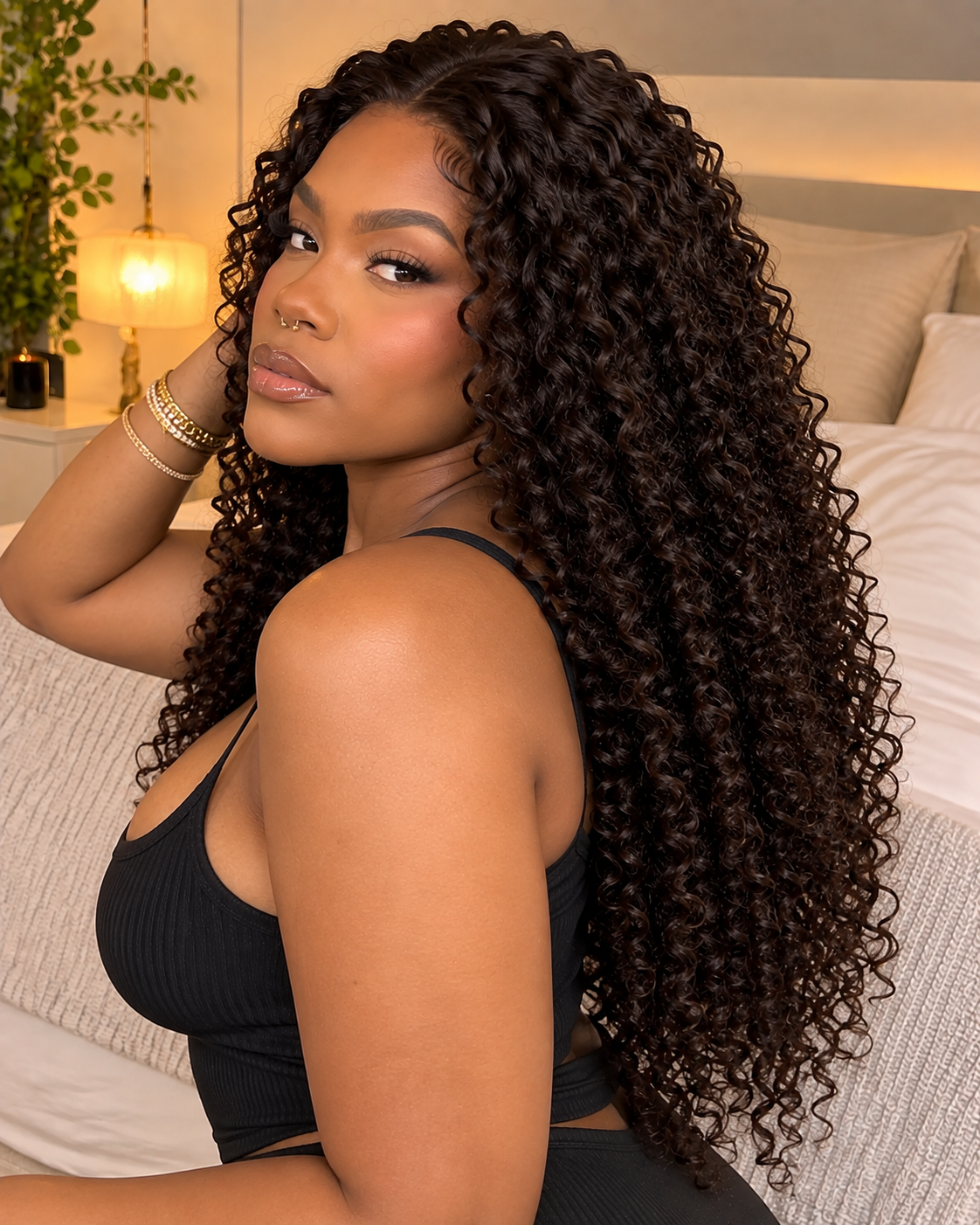 Aurora Front Lace Glueless Espresso Brown Kinky Curly 100% Human Hair Wig