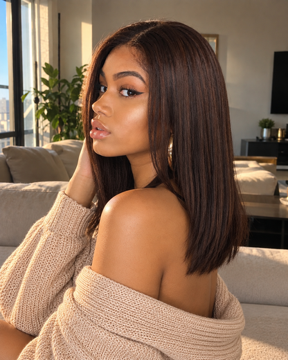 Aurora Front Lace Glueless Bob Brown 100% Human Hair Wig