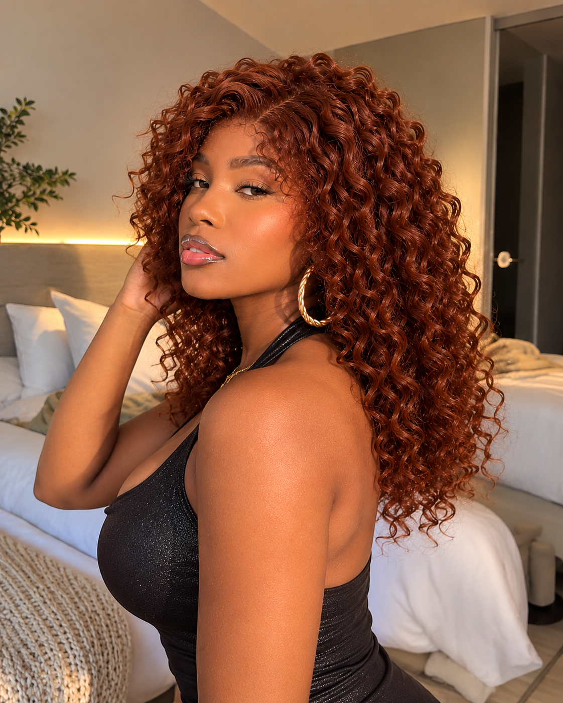 Aurora Front Lace Glueless Ginger Kinky Curly 100% Human Hair Wig