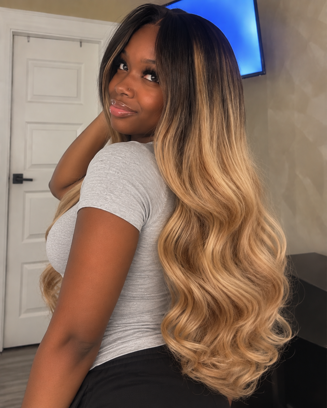 Aurora Front Lace Glueless Brown Highlight 100% Human Hair Wig