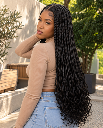 Aurora HD Lace Glueless Braided Natural Black 100% Human Hair Wig
