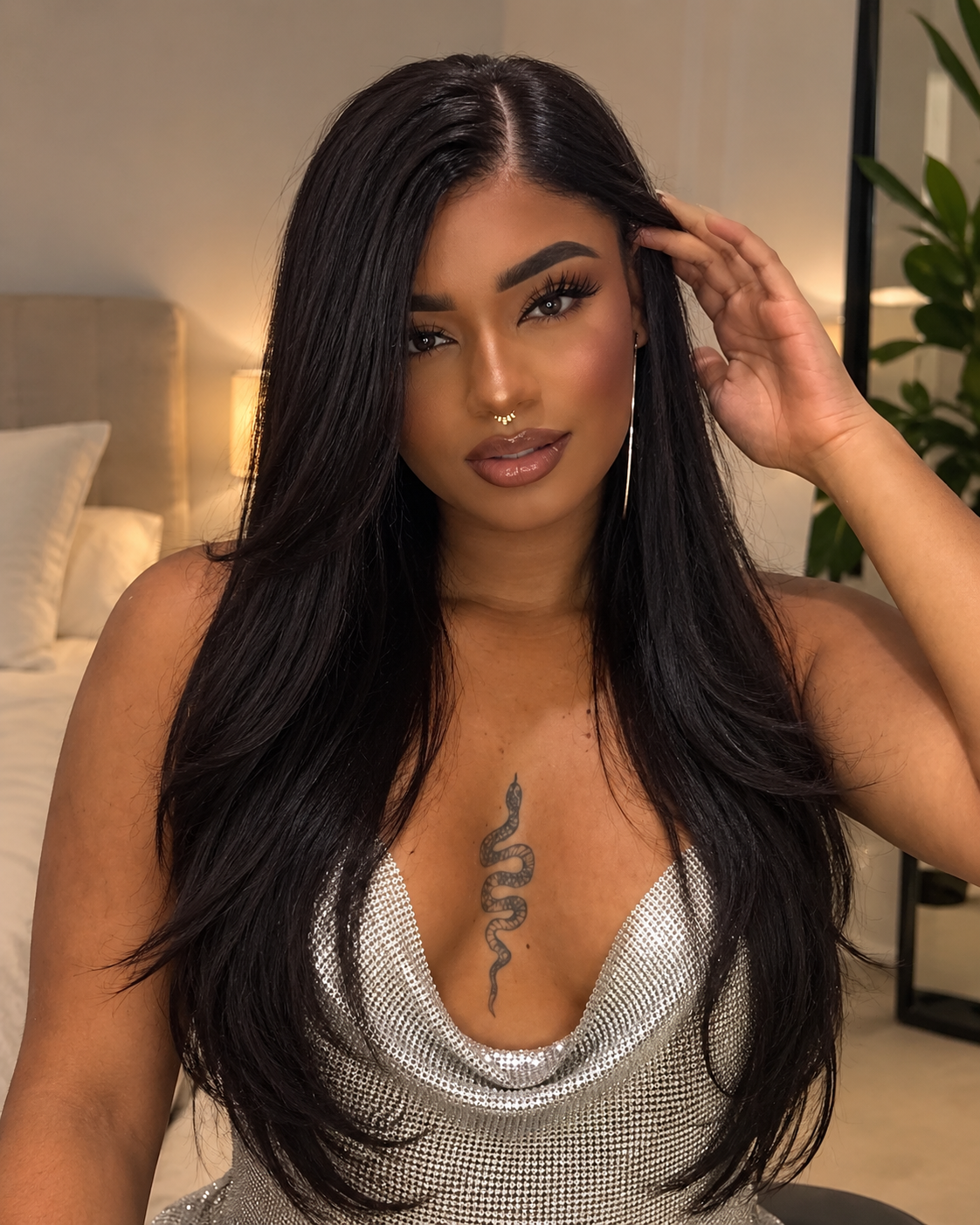 Aurora HD Lace Glueless Layered Straight Natural Black 100% Human Hair Wig